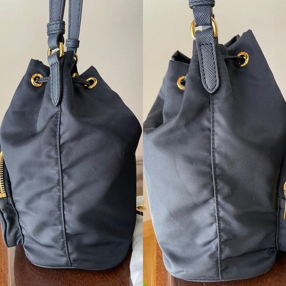 PRADA Duet Nylon bucket navy bag $1,820 - Picture 5 of 16
